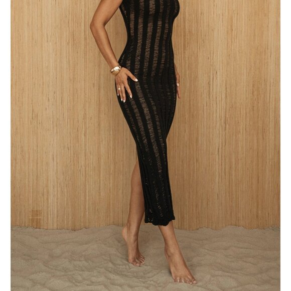 Black Take It Away Crochet Maxi Dress XS - Picture 3 of 7